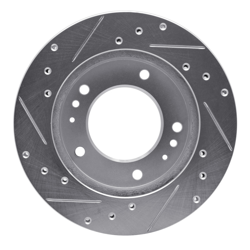 Jaguar XJR Brake Rotor (1) - Rear Right - R1 Concepts - Drilled & Slotted - Silver - `06-`15